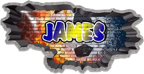 Vista 13 de Calcomanía de pared de graffiti con borde de hormigón profundo, calcomanía de vinilo personalizada (MYS107-S)