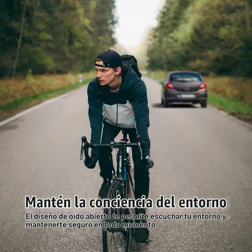 Vista 3 de Auriculares inalámbricos de conducción ósea Bluetooth con micrófono de larga duración de batería, impermeables, para correr, ciclismo, senderismo