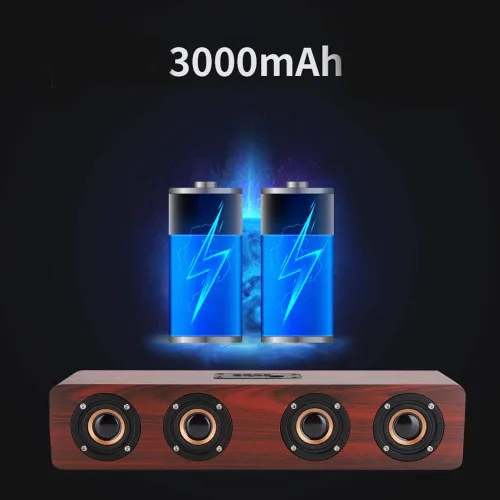 Vista 5 de Altavoz Bluetooth de madera, sonido de altavoz de computadora de TV de 12 W con soporte de subwoofer de 4 graves Bluetooth, AUX, tarjeta TF, FM (# 1)