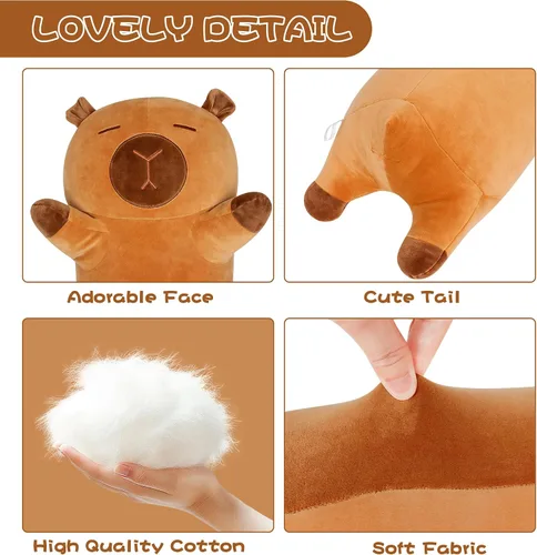 Vista 2 de 33 ih Lindo peluche de Capybara, peluche de Capybara, almohada corporal larga de Capibaras Peluches Kawaii, peluches decorativos, regalos