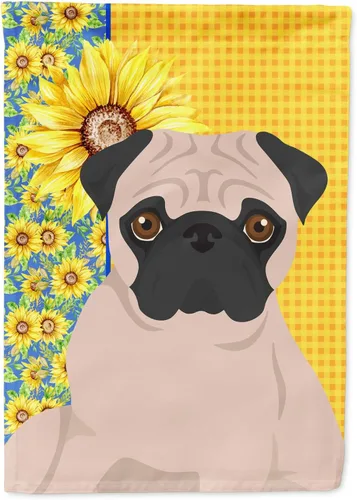 Vista 49 de Caroline's Treasures WDK5313GF Bandera de jardín con diseño de girasoles de verano, color negro y tostado, Airedale Terrier para buzón, bandera