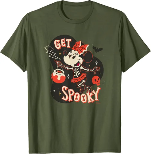 Vista 49 de Disney Disfraz de esqueleto de Minnie Mouse para Halloween, camiseta espeluznante Negro