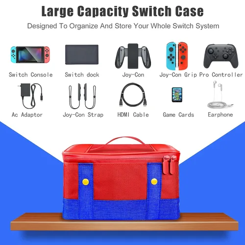 Vista 4 de Larstylee Funda de transporte para interruptor, funda de transporte de almacenamiento compatible con Nintendo SwitchSwitch OLED, funda protectora
