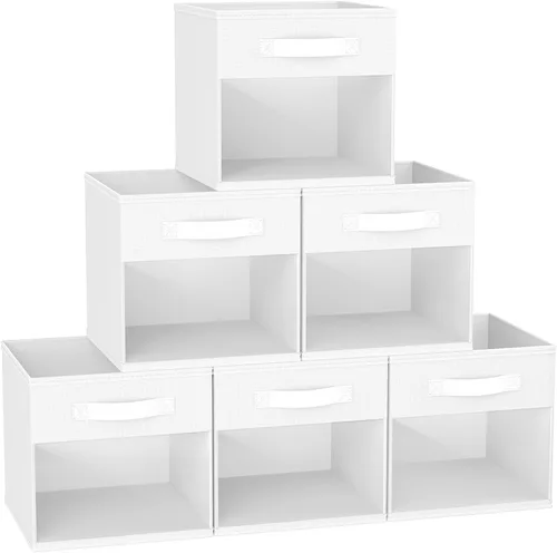 Vista 35 de DIMJ Cubo de almacenamiento, 6 paquetes de contenedores plegables con asas, contenedores de tela para organización, cubos organizadores