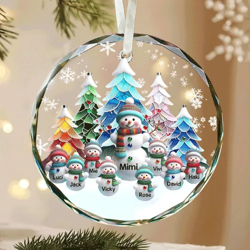 Vista 10 de DILYPOD Adorno Personalizado de Muñeco de Nieve de Abuela, Adorno Personalizado de Nana o Mimi con Nombres de Nietos, Regalos de Navidad