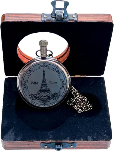 Vista 9 de Generic Hassanhandicrafts Reloj de bolsillo de latón antiguo antiguo con esfera de barco Titanic con caja de madera