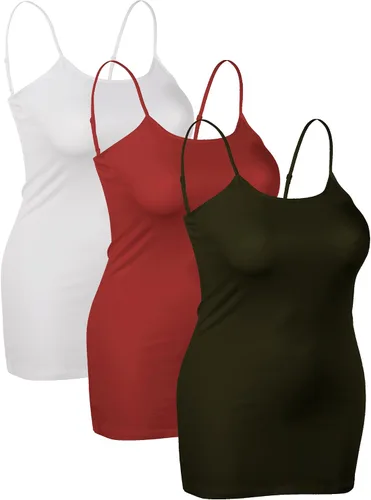 Vista 115 de Emmalise Camisola larga casual básica para mujer, con tirantes ajustables, top en capas