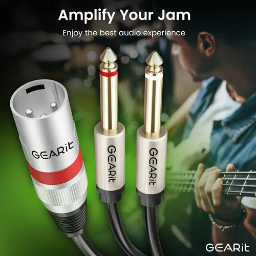 Vista 5 de GEARit Cable XLR macho a doble 1/4 de pulgada de 10 pies, cable de audio divisor en Y XLR a 0.079 x 0.250 in con adaptador de 0.138 in