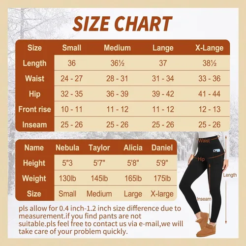 Vista 5 de Sundwudu Paquete de 2 leggings gruesos con forro polar con bolsillos para mujer, de cintura alta, térmicos, cálidos, pantalones de yoga de invierno
