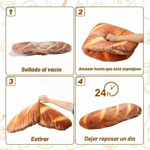 Vista 6 de Yookeer - Almohada de pan de simulación 3D de 31.5 pulgadas