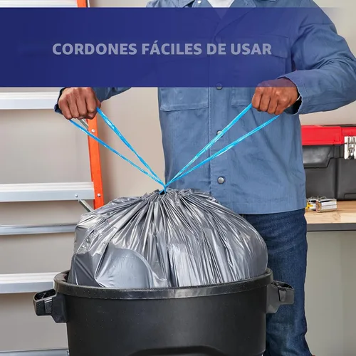 Vista 4 de Hefty Steelsak - Bolsas de basura grandes resistentes, color gris, sin perfume, 39 galones, 30