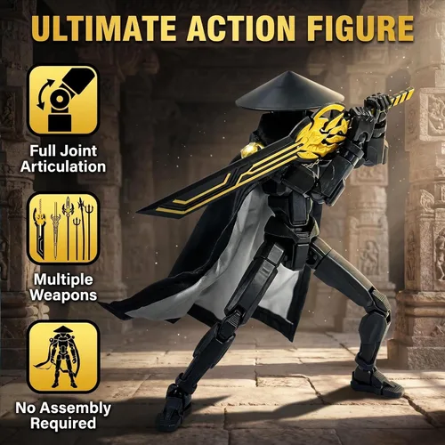 Vista 4 de DANONI Titan 13 - Juego de figuras de acción de Lucky Robot 13 impresas en 3D Las figuras de acción de robot movibles multiarticuladas incluyen un