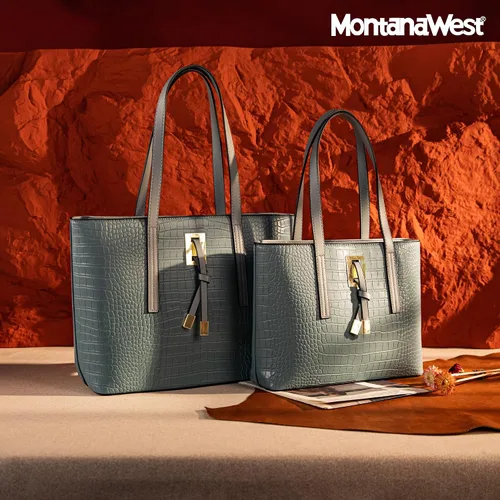 Vista 2 de Juego de bolso de mano para mujer, grande y mediano, 2 piezas, bolsa de hombro con funda