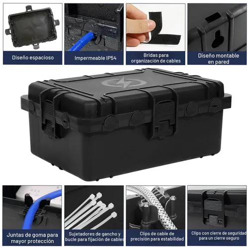 Vista 6 de Caja eléctrica grande para exteriores, impermeable, cubierta de cable de extensión IP54, resistente a la intemperie, protege la regleta