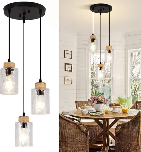 Vista 10 de Paquete de 2 luces colgantes para isla de cocina, modernas lámparas colgantes doradas, mini candelabro de cristal para isla de cocina, lámparas
