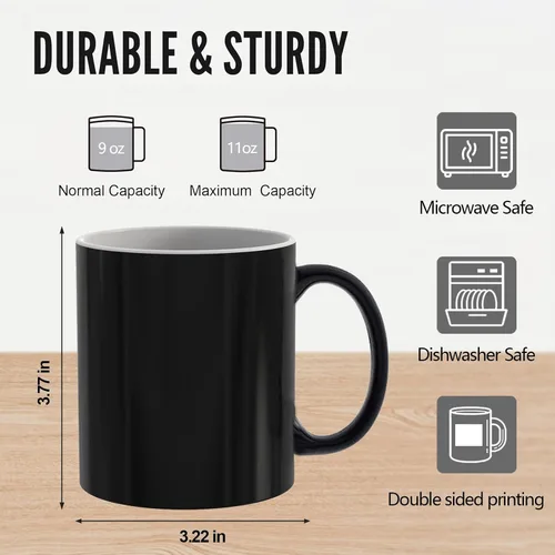 Vista 3 de Taza de café divertida, taza personalizada, taza Barry Wood, la imagen aparece al calentar, regalos de elefante blanco para adultos, usada