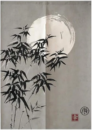 Vista 4 de MYRU Tapiz de cortina japonesa Noren para puerta (loto blanco, 33.5 x 59 pulgadas)