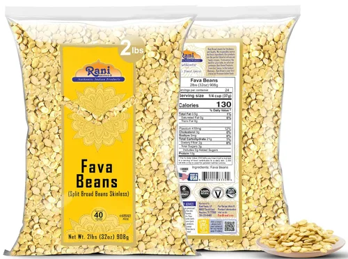 Vista 2 de Frijoles Rani Fava (sin piel), 32 onzas (2 libras) 32.03 oz ~ Todo natural Apto para gluten Sin OMG Kosher Vegano Producto de Estados