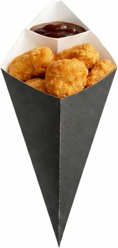Vista 17 de Restaurantware Conetek - Conos de comida ecológicos de 11.5 pulgadas con bolsillo integrado para condimentos: para aperitivos, cono de papel seguro