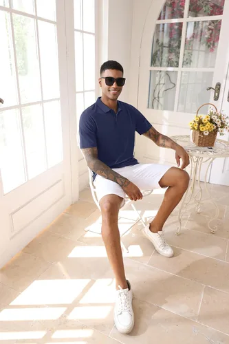 Vista 6 de TACVASEN Camisas de manga corta para hombre, camisas de pesca para hombre, camisas de polo con cuello azul marino para hombre, polo de enfriamiento