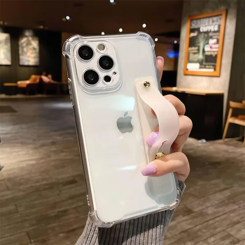 Vista 4 de Funda compatible con iPhone 11 Pro con soporte para correa, transparente Soporte de pulsera, TPU suave transparente, lazo de agarre ajustable