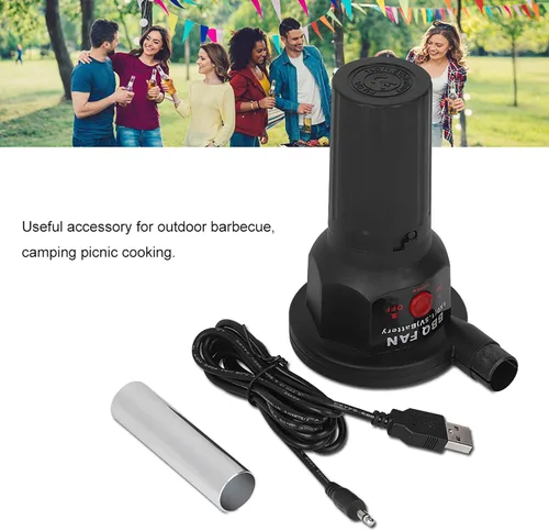 Vista 4 de Ventilador de barbacoa de cocina al aire libre, soplador de aire para barbacoa, fuelle de fuego, soplador de carbón, ventilador eléctrico portátil