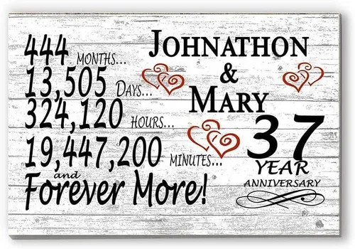Vista 78 de Letrero personalizado de aniversario de 1 año, regalo de primer aniversario de boda, regalo para días de pareja, minutos, años, madera maciza, 16.5