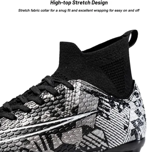 Vista 2 de Zapatos de fútbol de caña alta para hombre, antideslizantes, resistentes al desgaste, botas de fútbol con picos