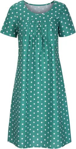 Vista 3 de Vestido casual con estampado floral para mujer, vestido de verano con cuello redondo, manga corta, plisado, vestido midi para fiesta en la playa