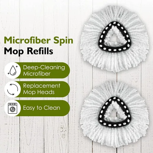Vista 3 de EasyWring - Juego de 4 cabezales de repuesto para trapeador giratorio, microfibra, compatible con trapeador giratorio triangular, limpieza