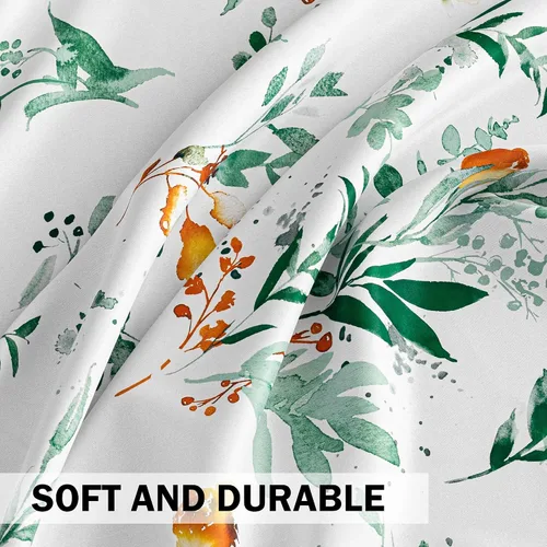Vista 6 de MYSKY HOME Cortinas florales para puerta francesa de 40 pulgadas de largo, juego de 2 cortinas opacas de privacidad con bolsillo para barra A-verde