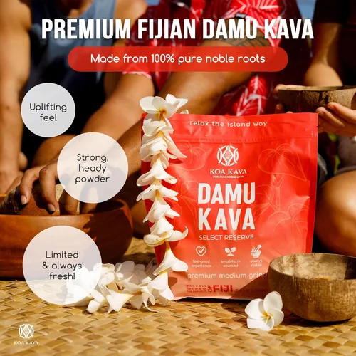 Vista 2 de Koa Kava Polvo de Damu Kava – Raíz noble de Damu Fiji premium, relajación fuerte y embriagadora (1 libra (15.87 oz))