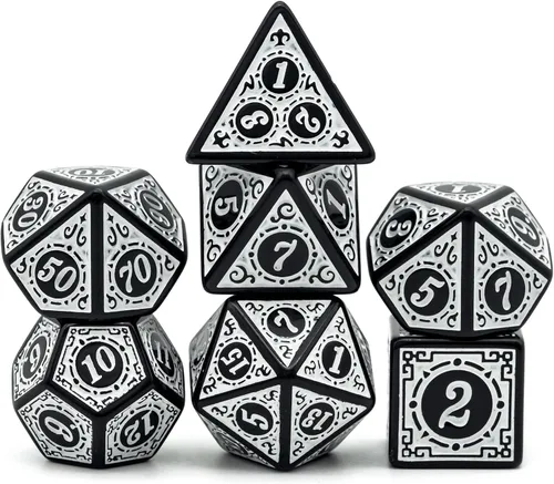 Vista 9 de Juego de 10 dados poliédricos DND (70 piezas) con 2 bolsas de cuero, juego de dados D&D para Calabozos y Dragones, juegos de mesa RPG