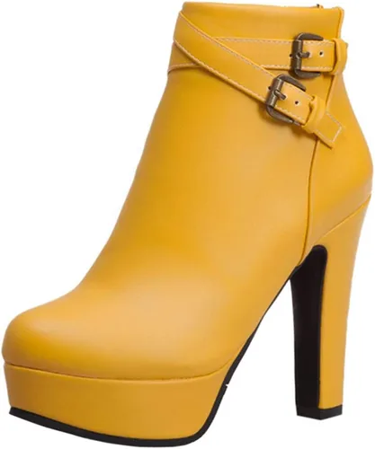 Vista 22 de Scaoruki Zapatos de otoño de moda para mujer, botines de tacón de bloque
