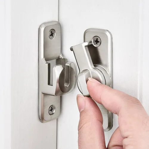 Vista 8 de INIRET Cerradura de pestillo giratorio de seguridad mejorada negra - Pestillo de puerta deslizante y oscilante de 90/180 grados de servicio pesado