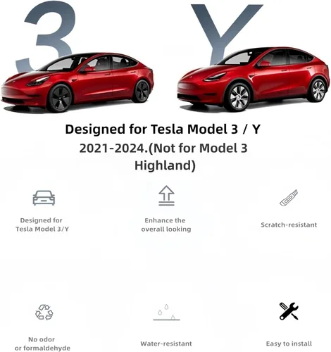 Vista 2 de Tinlucys Funda para consola central, accesorios interiores diseñados para Tesla Modelo 3 Modelo Y, funda de cuero para reposabrazos de consola