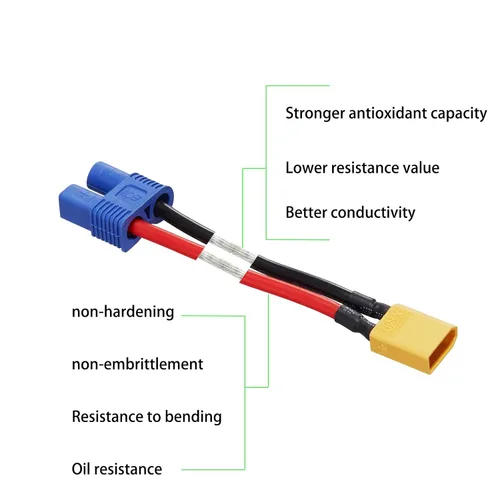 Vista 3 de XT30 a EC3 Adaptador Conector Macho Hembra para RC FPV Drone Coche Cargador de Batería Lipo NiMH ESC (Paquete de 4) Adecuado para RC FPV Drone Car