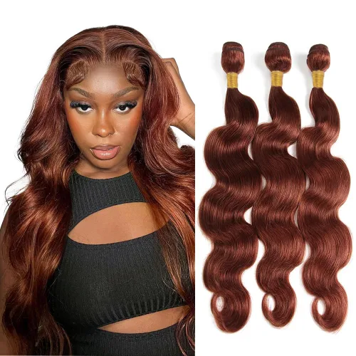 Vista 137 de Color 30 paquetes de cabello humano marrón onda del cuerpo paquetes 8 10 12 pulgadas brasileño virgen Remy extensiones de cabello humano doble trama