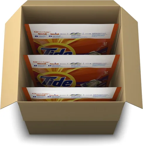 Vista 4 de Tide PODS - Cápsulas de jabón de detergente para ropa, Spring Meadow, 37 unidades (paquete de 3 bolsas), total de 111 unidades, compatible con HE
