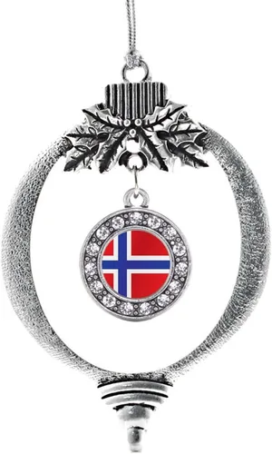 Vista 35 de Inspired Silver - Adorno con dije de cara de carlino - Adornos navideños de círculo de plata con joyas de circonita cúbica