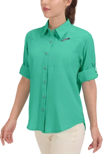 Vista 14 de Little Donkey Andy Camisa de manga larga transpirable con protección UV UPF 50 para mujer, de secado rápido, para pesca y senderismo