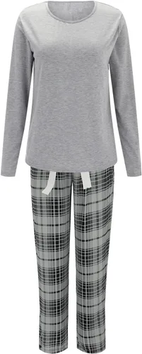 Vista 7 de Hugncmy Womens Pajama Sets Plus Size Soft Comfy Crewneck Long Sleeve Top Check Printed Pants Casual 2 Piece Suits