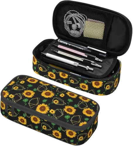 Vista 13 de Estuche para lápices con lunares rosados de fresa de gran capacidad, bolsa de papelería con cremallera, soporte portátil para bolígrafos