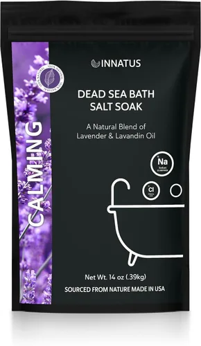 Vista 7 de Sal de baño calmante del Mar Muerto en remojo con 21 minerales, relajante, desintoxicante y nutritivo para la piel, 14 onzas, infundida con aceites