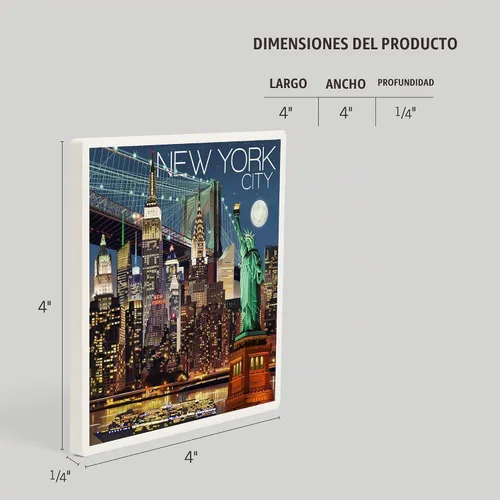 Vista 5 de Lantern Press Posavasos de cerámica para bebidas de Nueva York Skyline at