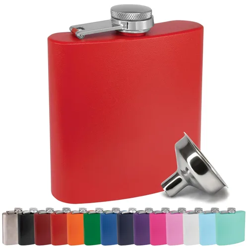Vista 9 de Petaca de Acero Inoxidable de 6 oz con Embudo de Petaca para Hombres y Mujeres - Juegos de Regalo de Petaca con Recubrimiento en Polvo, Padrinos