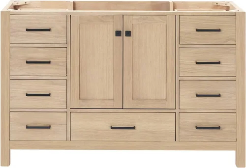 Vista 27 de ARIEL Cambridge Mueble base de tocador de baño de 36 pulgadas, madera maciza, 2 puertas de cierre suave, 5 cajones de cola de milano, roble marrón