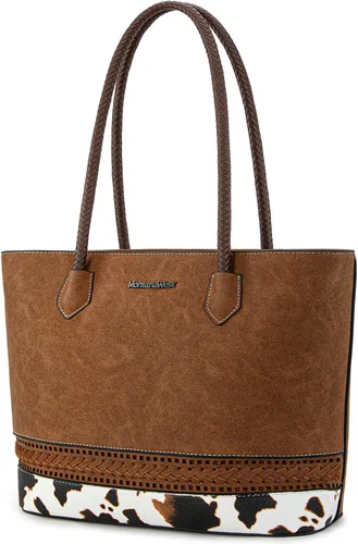 Vista 15 de Montana West Bolsas Tote Tejidas para Mujeres, Carteras y Bolsos de Mano con Bolsillo Trasero con Cremallera *Tejido negro