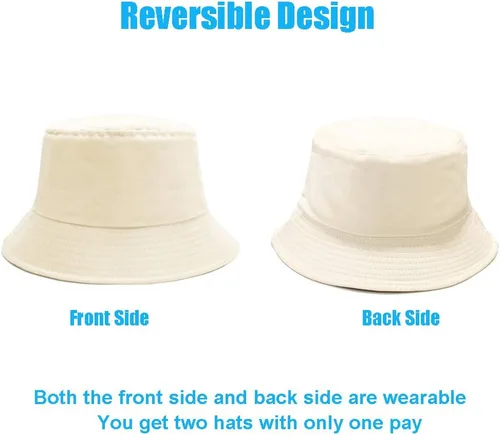Vista 3 de Sydbecs Sombrero de pescador para mujeres y hombres, reversible, de algodón, para verano, playa, estilo sólido