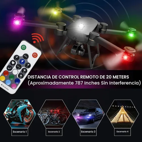 Vista 5 de 4 luces estroboscópicas LED inalámbricas mejoradas con control remoto, luces de advertencia de emergencia recargables por USB, luces LED